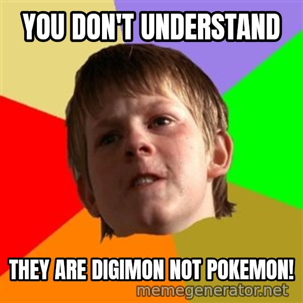 Angry School Boy meme: YOU DON'T UNDERSTAND / THEY ARE DIGIMON NOT POKEMON!
