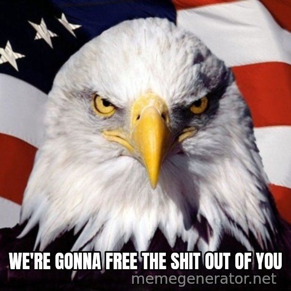 American Pride Eagle meme: We're gonna free the shit out of you