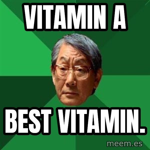 High Expectations Asian Father meme: Vitamin A / Best vitamin.