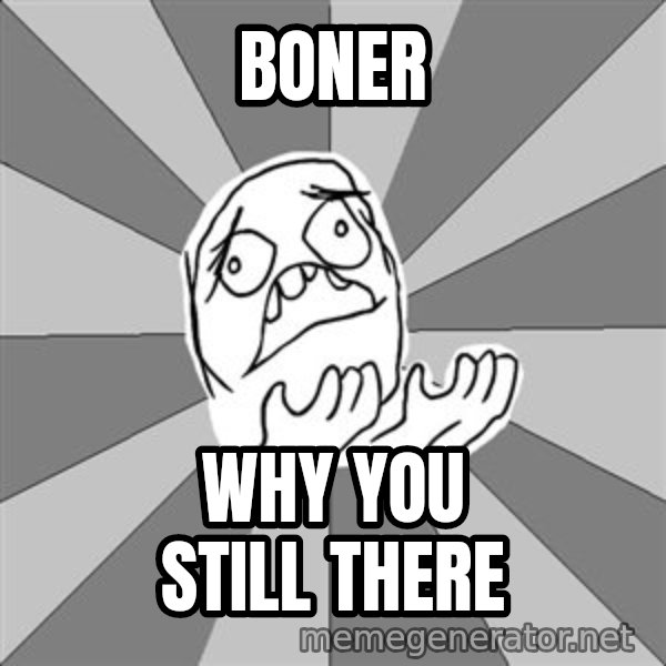Whyyy??? meme: Boner / Why YOU STILL THERE