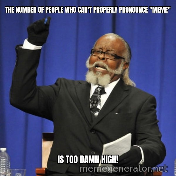 Rent Is Too Damn High meme: the number of people who can't properly pronounce "meme" / is too damn high!