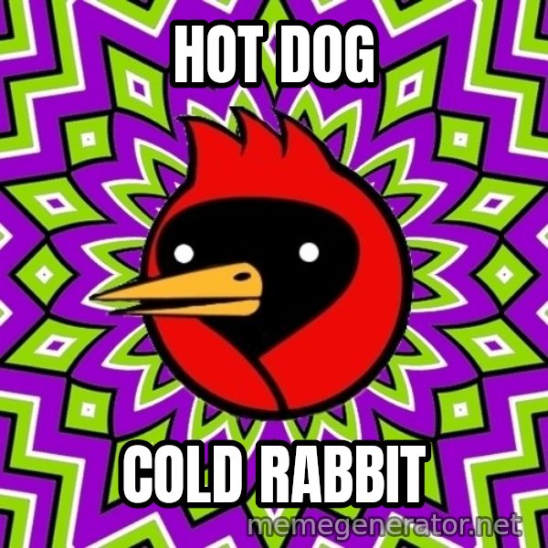 Omsk Crow meme: Hot dog / Cold rabbit