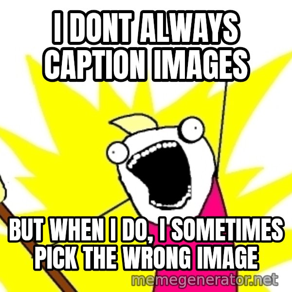 X ALL THE THINGS meme: i dont always caption images / but when i do, i sometimes pick the wrong image