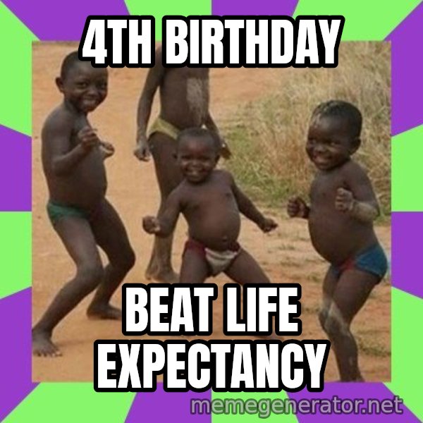 african children dancing meme: 4TH BIRTHDAY / BEAT LIFE EXPECTANCY