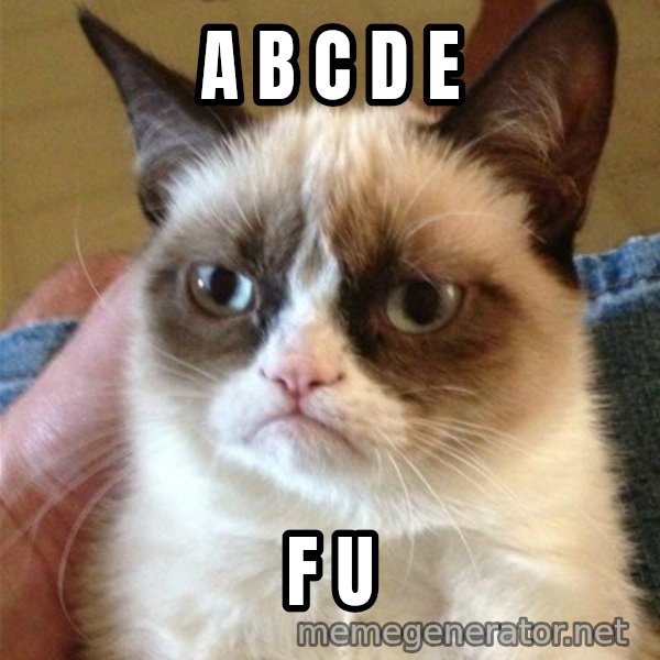 Grumpy Cat  meme: A B C D E / F    U
