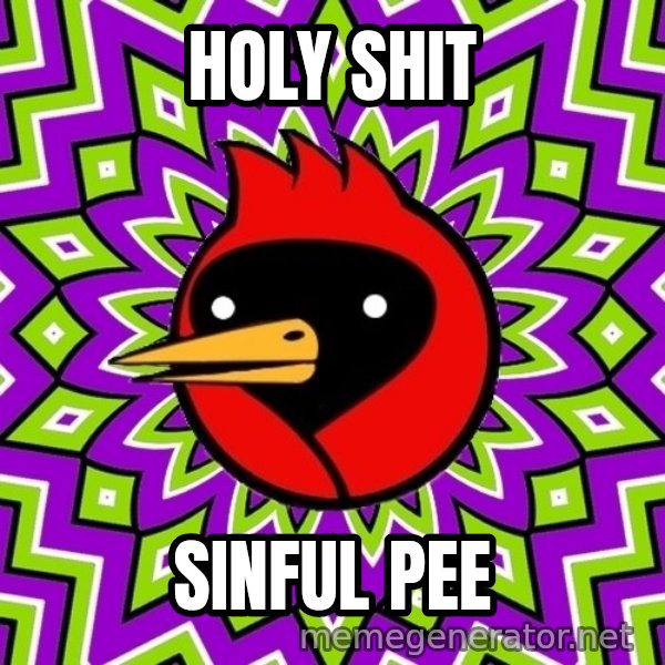Omsk Crow meme: holy shit / sinful pee