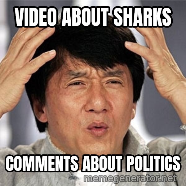 Jackie Chan meme: Video about sharks / Comments about politics