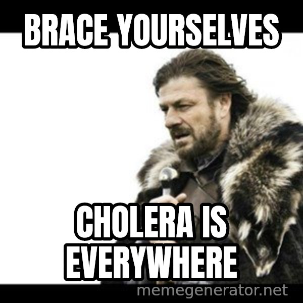 Winter is Coming meme: Brace yourselves / Cholera is everywhere