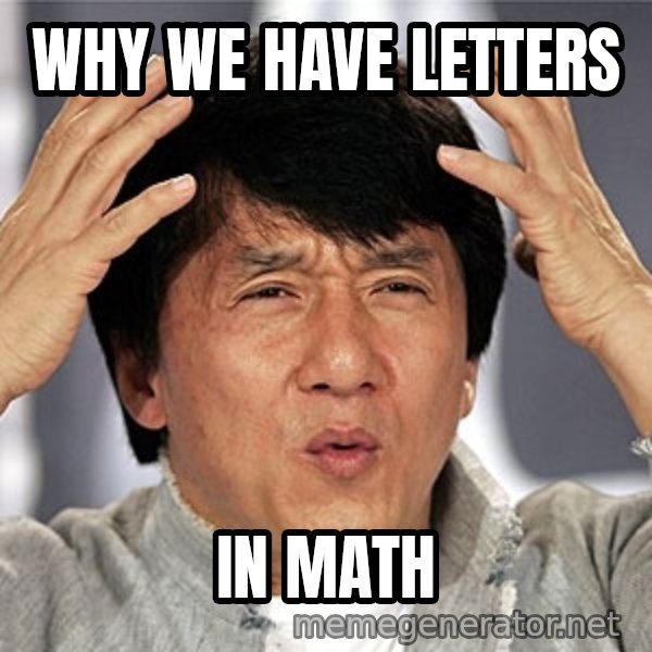 Jackie Chan meme: why we have letters / in math
