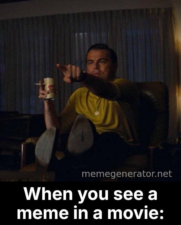 Leonardo DiCaprio Pointing meme: When you see a meme in a movie:
