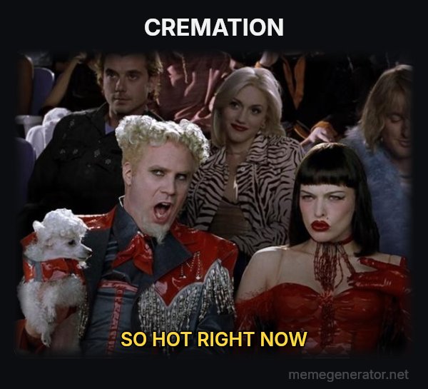 So Hot Right Now meme: CREMATION / SO HOT RIGHT NOW