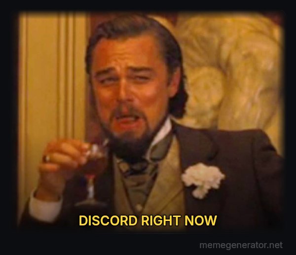 Laughing Leo meme: DISCORD RIGHT NOW