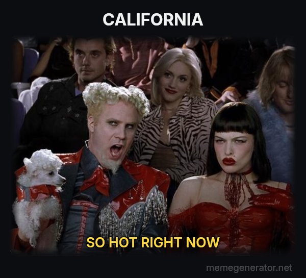 So Hot Right Now meme: CALIFORNIA / SO HOT RIGHT NOW