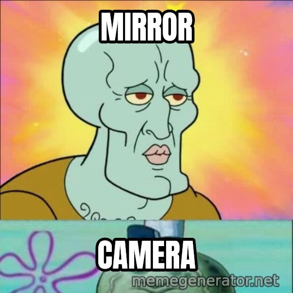 Handsome Squidward meme: MIRROR / CAMERA