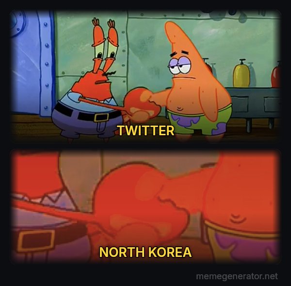Mr. Krabs and Patrick Handshake meme: TWITTER / NORTH KOREA
