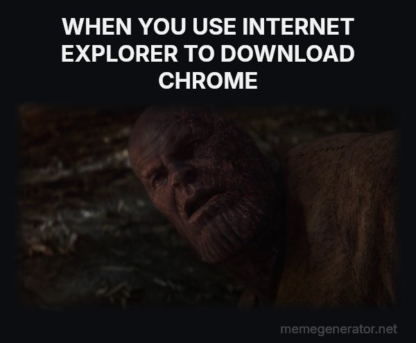 I Used the Stones to Destroy the Stones meme: WHEN YOU USE INTERNET EXPLORER TO DOWNLOAD CHROME