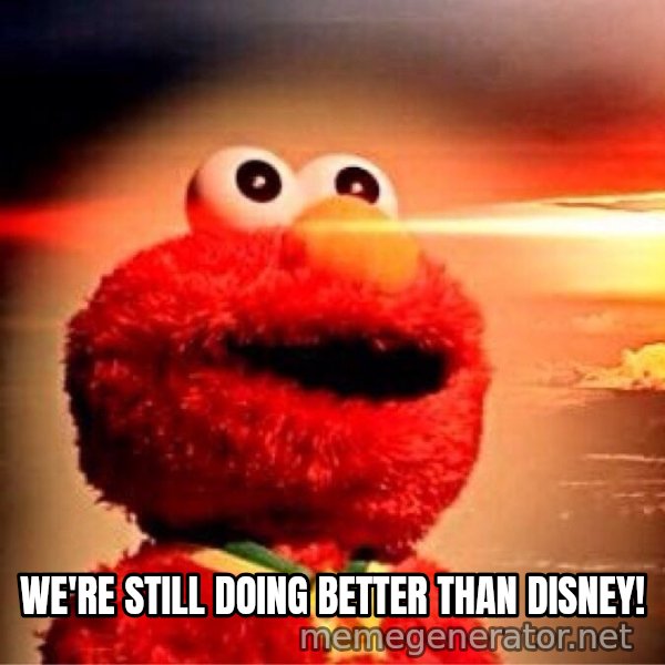 Elmo Nuclear Bomb meme: WE'RE STILL DOING BETTER THAN DISNEY!