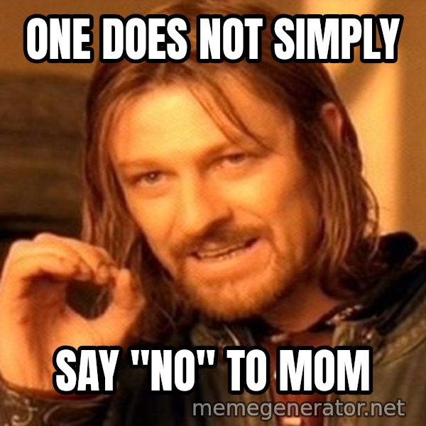 One Does Not Simply meme: ONE DOES NOT SIMPLY / SAY "NO" TO MOM
