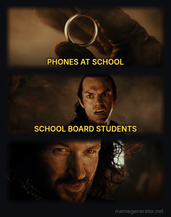 Cast It Into the Fire meme: PHONES AT SCHOOL / SCHOOL BOARD STUDENTS