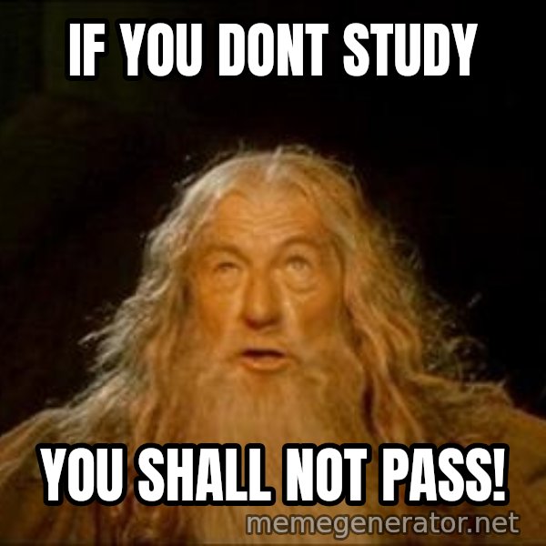 You Shall Not Pass meme: IF YOU DONT STUDY / YOU SHALL NOT PASS!
