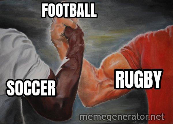 Epic Handshake meme: soccer / rugby / football