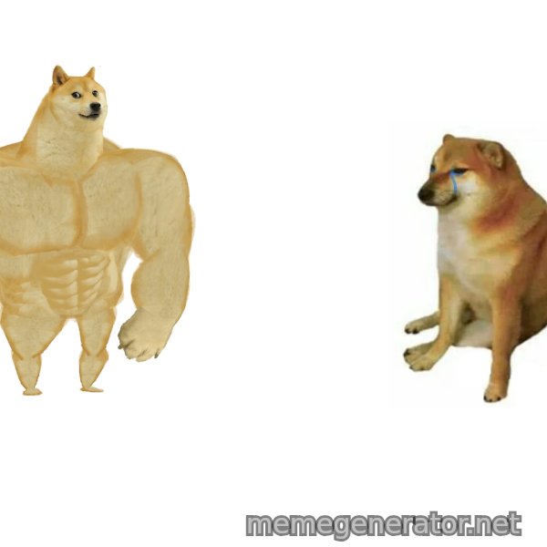 Buff Doge vs. Cheems meme template