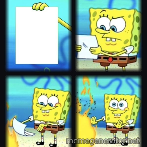SpongeBob Burning Paper meme template