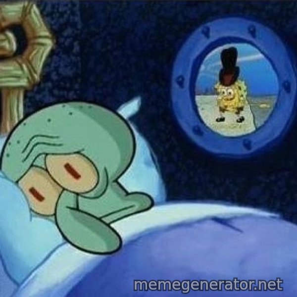 Squidward Can't Sleep meme template