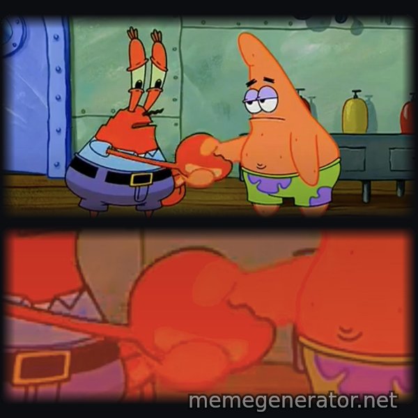 Mr. Krabs and Patrick Handshake meme template